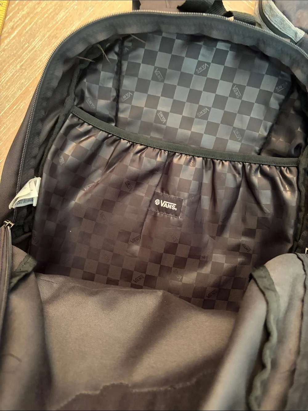 Vans Black Backpack with White 'Off The Wall' Patch